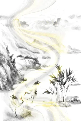 国潮鎏金背景中式报广