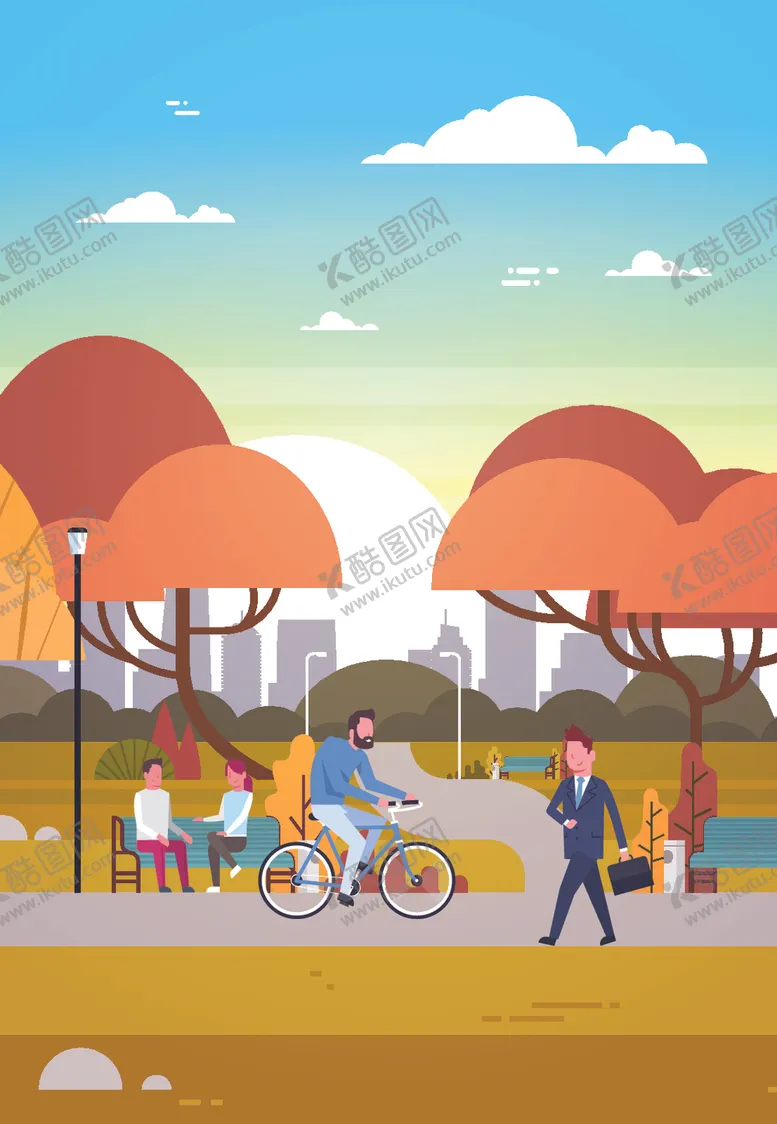 编号：67685806290858495043【酷图网】源文件下载-公园风景矢量插画
