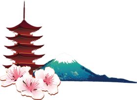 日本富士山旅游建筑合成海报素材