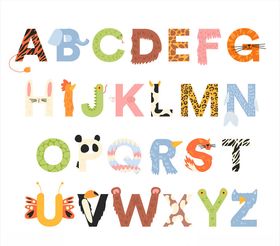 26个字母动物花纹字母