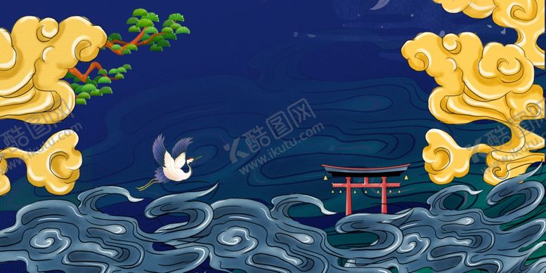 编号：16713904300221283313【酷图网】源文件下载-祥云云朵国风古风插画背景素材