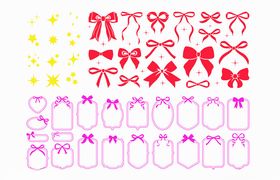 蝴蝶结星光相框素材