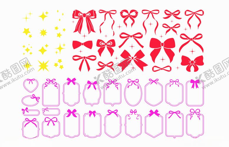 编号：66049504170014376039【酷图网】源文件下载-蝴蝶结星光相框素材