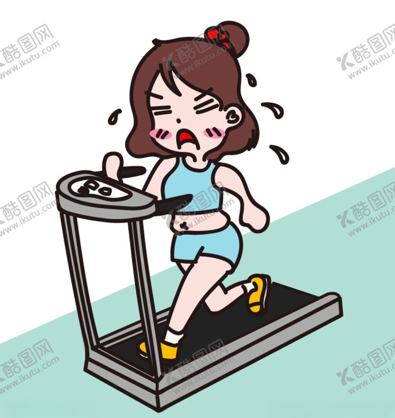 编号：55333310102309169138【酷图网】源文件下载-q版小女孩健身跑步跑步机减