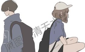 矢量手绘情侣班服图案印花设计
