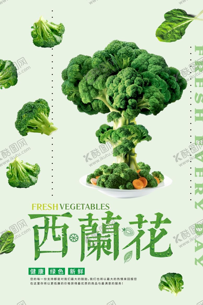 编号：52384105110139098313【酷图网】源文件下载-简洁清新西兰花蔬菜宣传海报