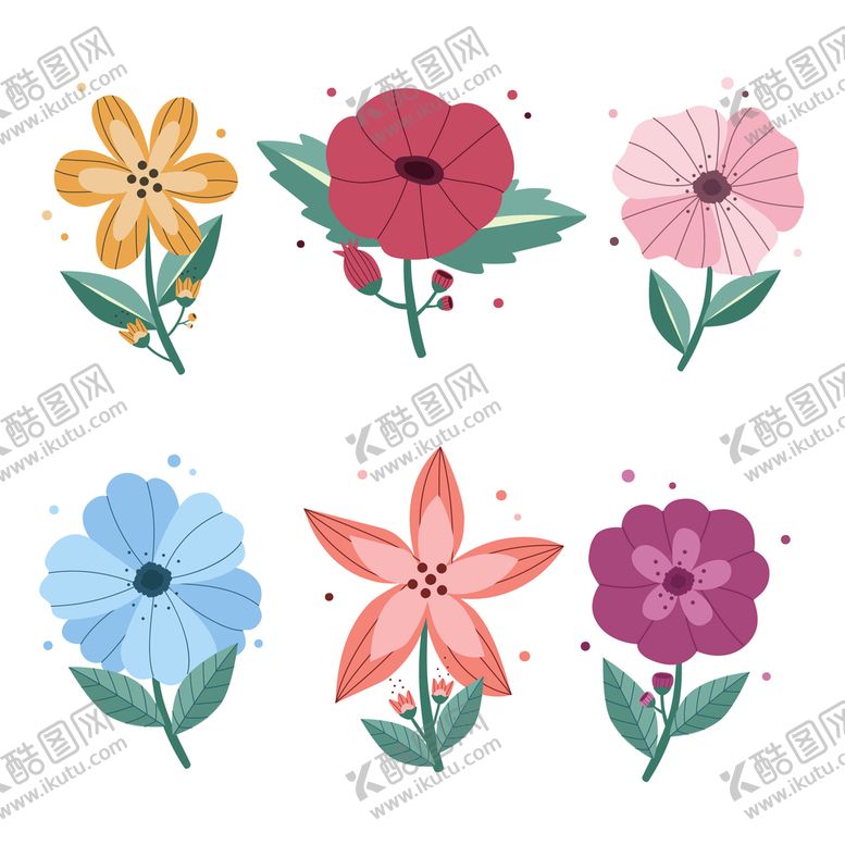编号：85610709190156147345【酷图网】源文件下载-各种花朵手绘