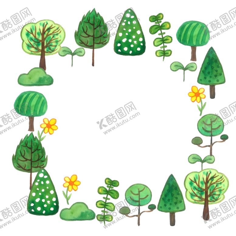 编号：23430011301437508703【酷图网】源文件下载-手绘小清新植物花卉装饰框