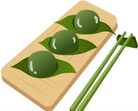 手绘青团插画图片