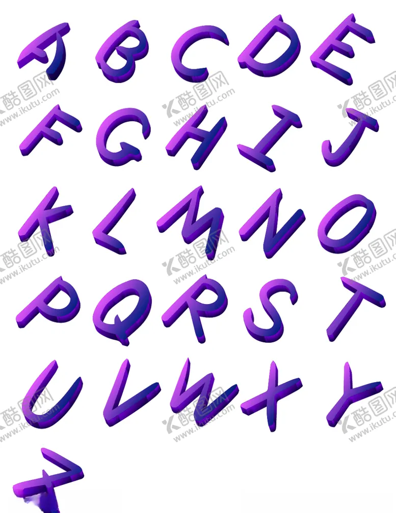 量扁平化立体26个英文字母渐变插画海报素材发精选艺术