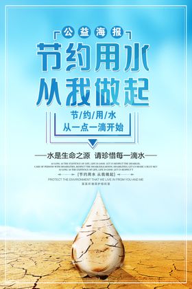 节约用水公益沙漠干旱海报展板