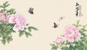 花开富贵牡丹艺术玻璃背景墙