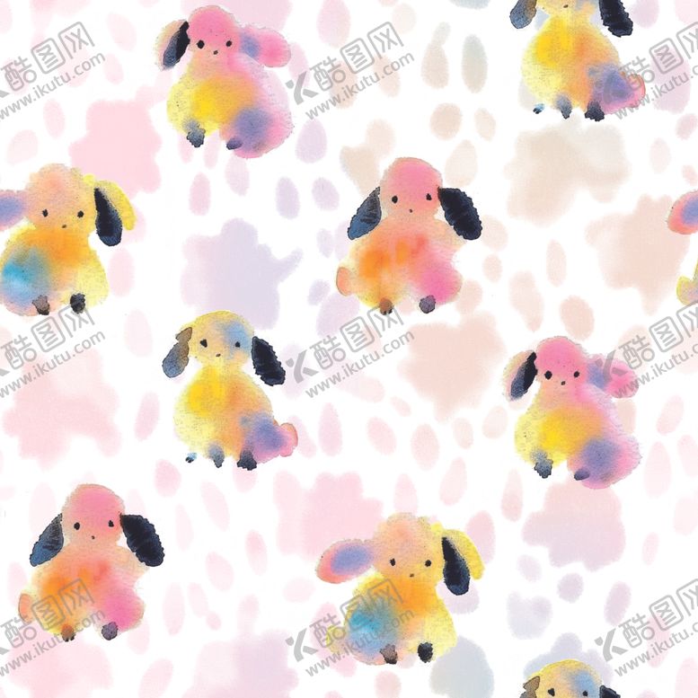 编号：35122607011025458318【酷图网】源文件下载-多彩小狗图案背景纹理