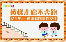 楼梯走廊不奔跑安全标语警告牌