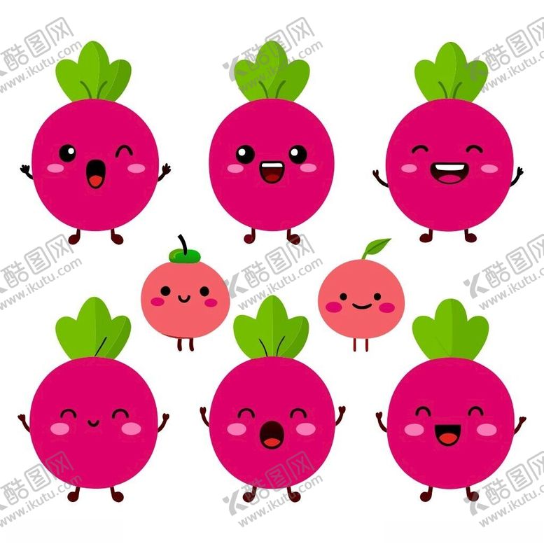 编号：70301702211127314483【酷图网】源文件下载-多个不同表情的卡通萝卜集合