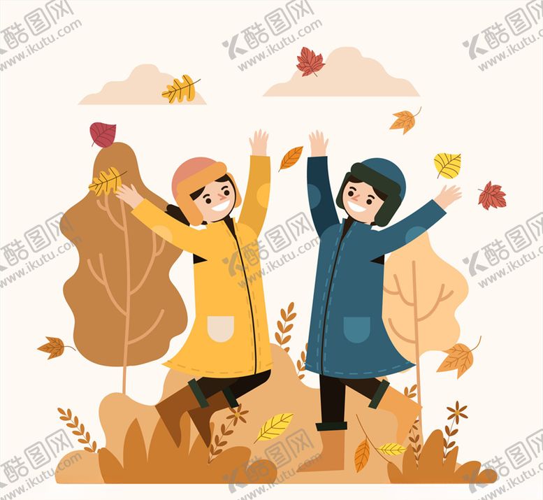 编号：82141006261651415466【酷图网】源文件下载-创意秋季跳跃男女
