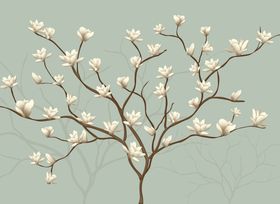 花鸟画玉兰背景墙