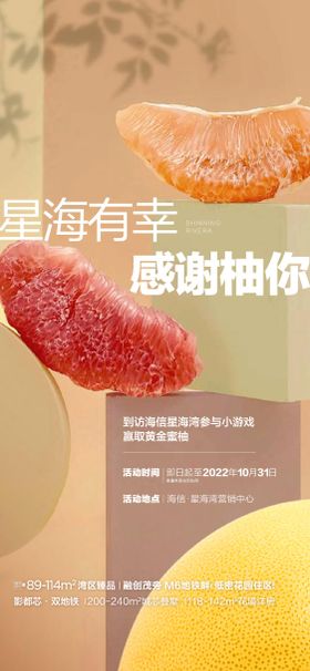 地产柚子水果暖场活动海报 