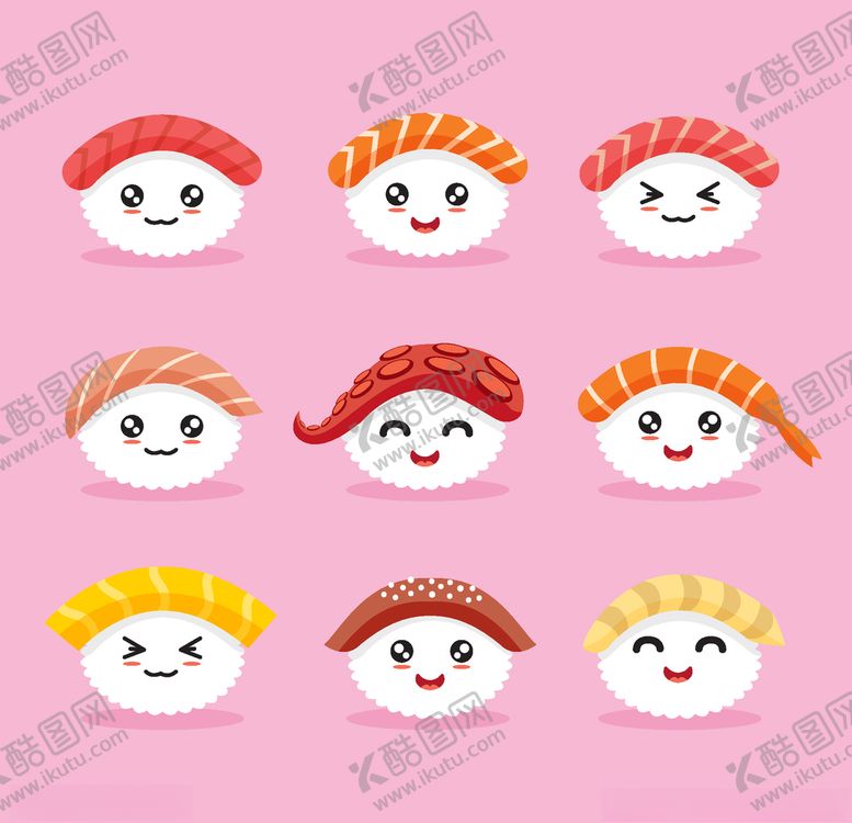 编号：32878210130528375901【酷图网】源文件下载-可爱寿司