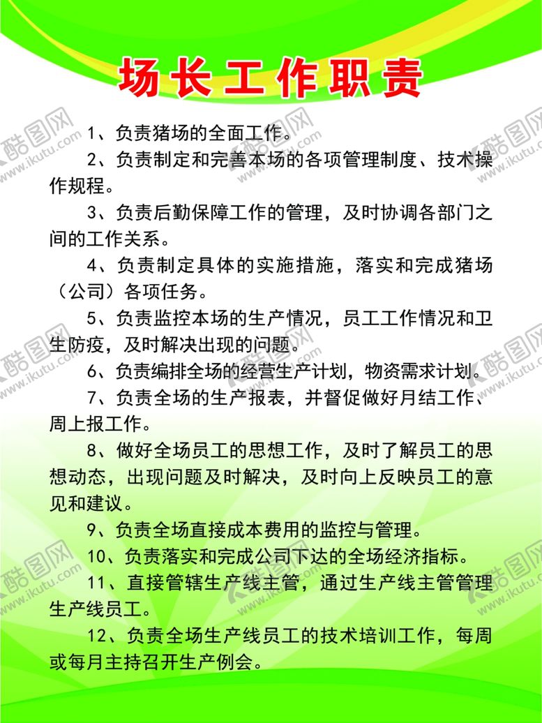 编号：16191510241056417998【酷图网】源文件下载-场长工作职责
