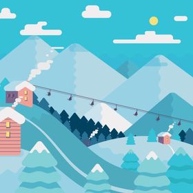 冬天背景雪地插图日风