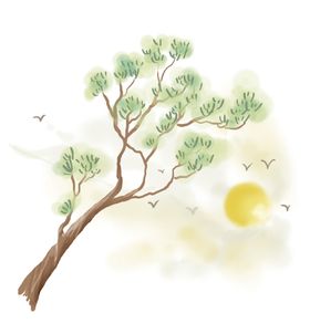 水墨中国风迎客松