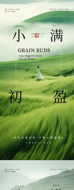 小满治愈系二十四节气海报