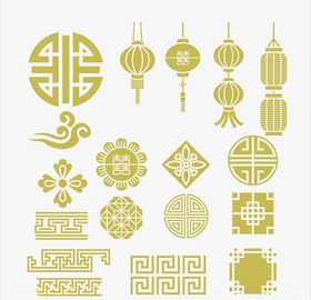 矢量中式图案春节素材双喜