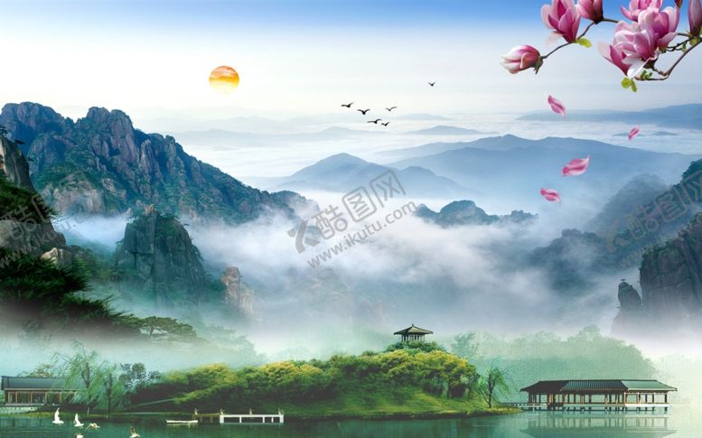编号：32313707130959331968【酷图网】源文件下载-山水电视背景墙