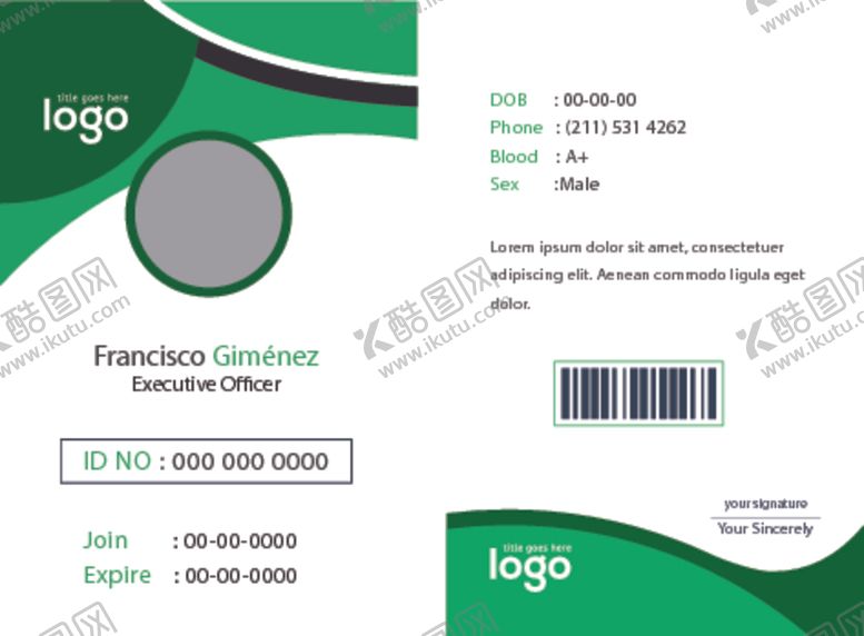 编号：60619610301756128498【酷图网】源文件下载-工作证