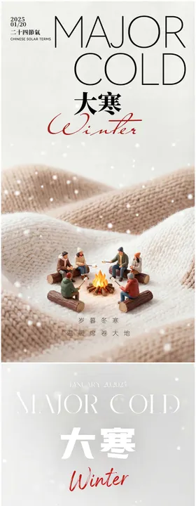 十二节气大寒创意海报剪纸背景