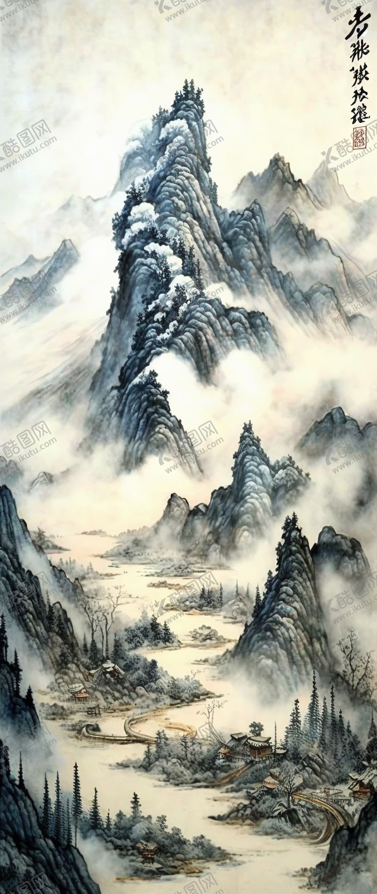 编号：86885901190626497929【酷图网】源文件下载-国画山水图