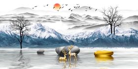 床头装饰画新中式家居灯带晶瓷
