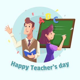 教师节海报卡通老卡通学生衡版