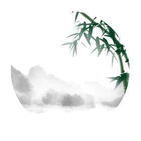 水墨山水写意画圆形小品画意境意境