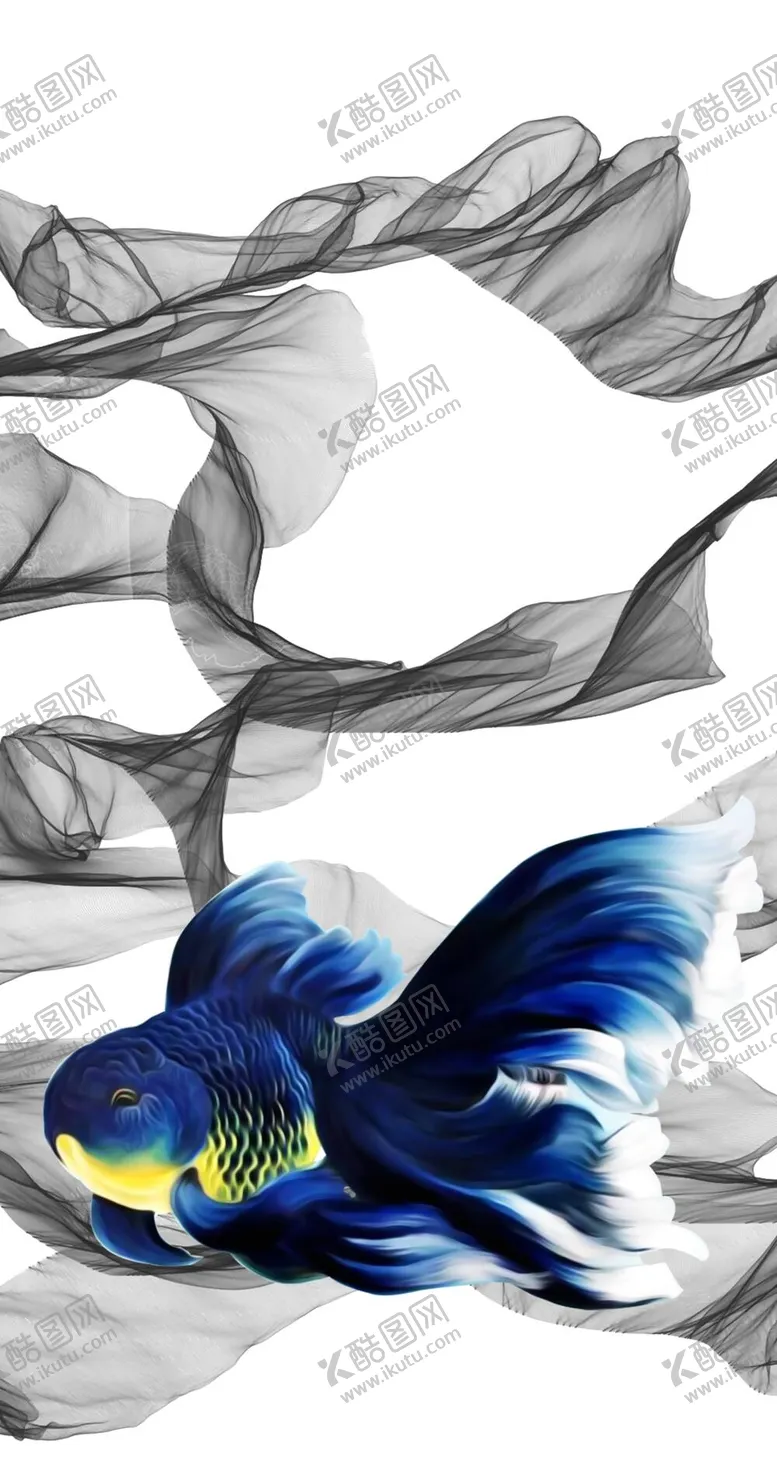 编号：59147609152113129213【酷图网】源文件下载-飘带金鱼鲤鱼年年有鱼装饰画