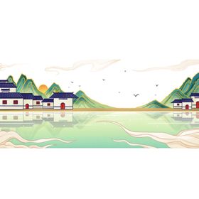 清明节素材山水人物果