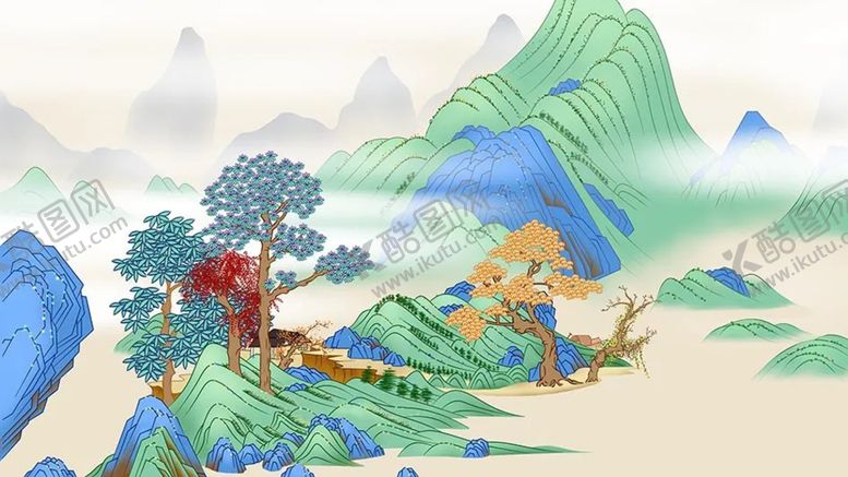 编号：10887001251118447479【酷图网】源文件下载-青山绿水山水图