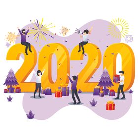 卡通人物配送场景科技扁平化