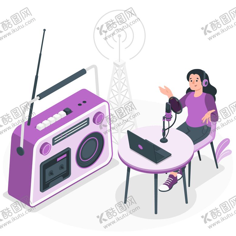 编号：21897409160800263756【酷图网】源文件下载-广播节目播客主持人