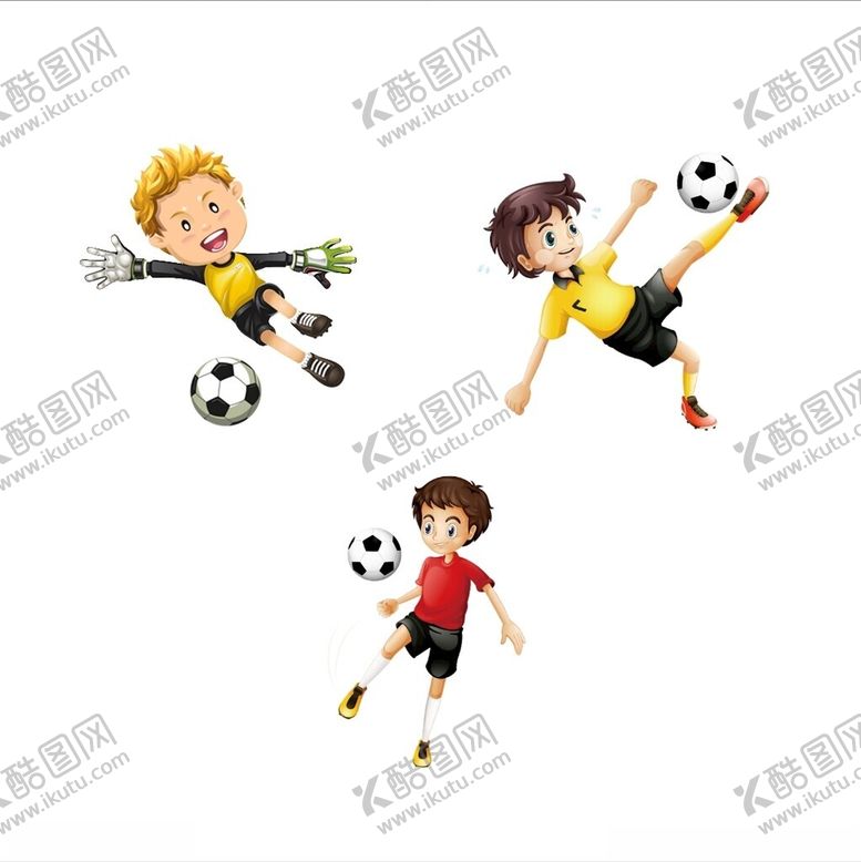 编号：13375102230354346554【酷图网】源文件下载-卡通儿童踢足球