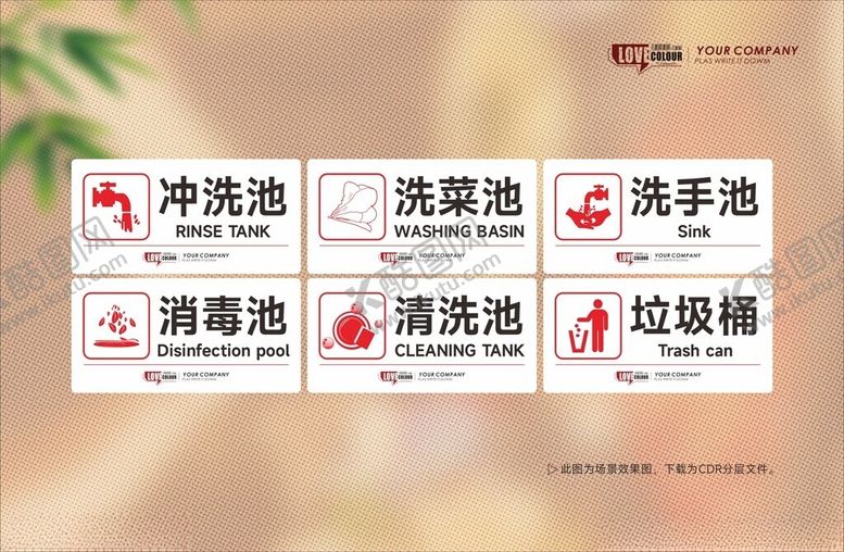 编号：96670204141135563107【酷图网】源文件下载-厨房清洗标识牌