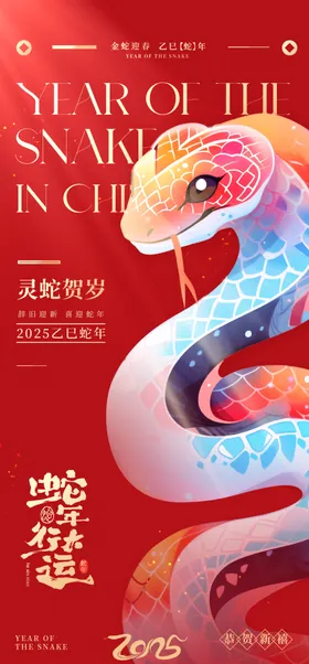 2025蛇年新春元旦海报