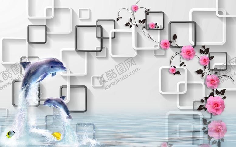 编号：53814209301036365160【酷图网】源文件下载-海豚背景墙