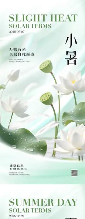 地产夏至小暑节气荷叶海报