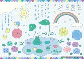 夏日雨后花园童趣插画