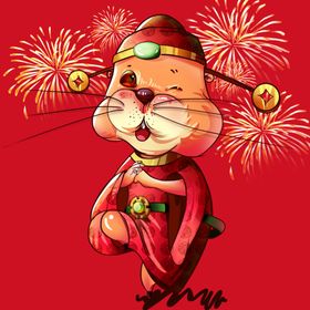 2020年鼠年春节手绘卡通插