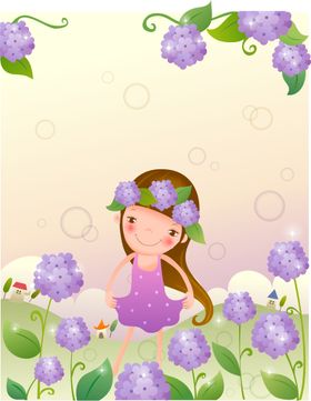 儿童插画女孩卡通动漫玩游戏