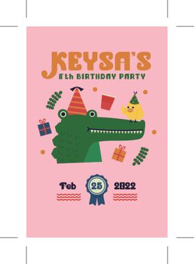 可爱小鳄鱼生日插画