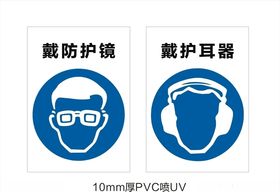 戴防护镜戴护耳器防护提示牌